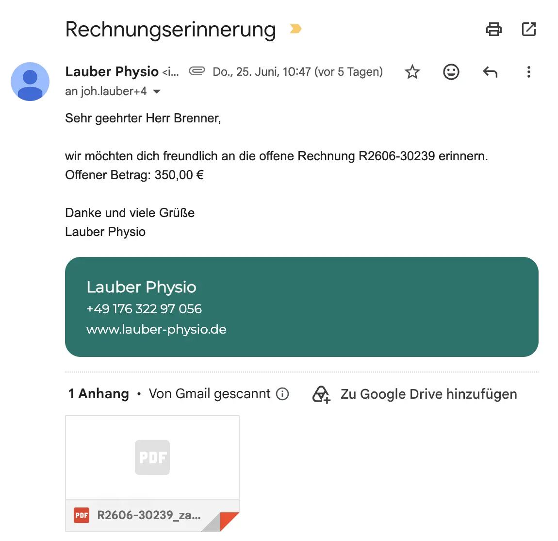 Automatische Zahlungserinnerung