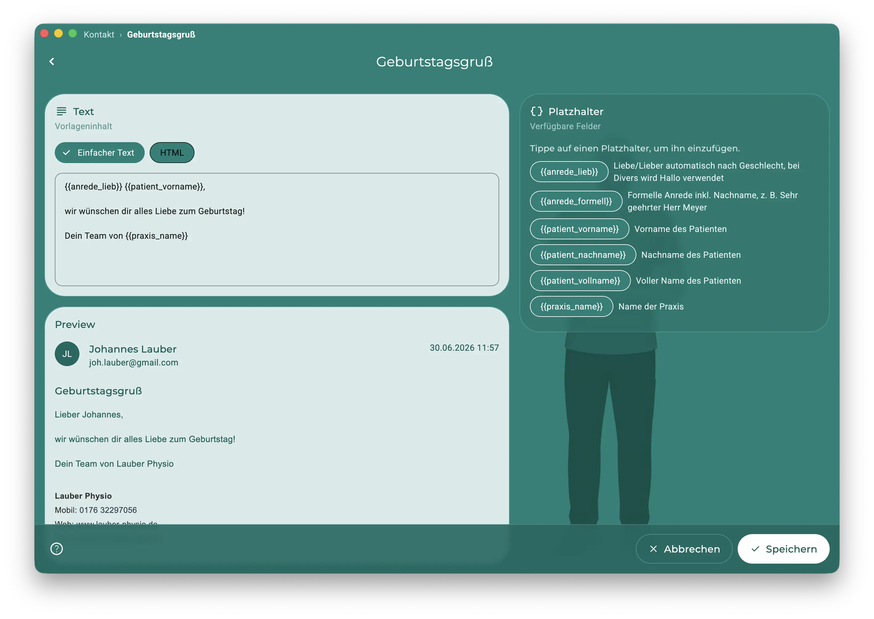 E-Mail-Vorlagen für Patientennachrichten